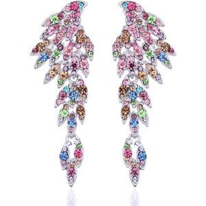 Statement Angel Wings Crystal Rhinestone Earrings